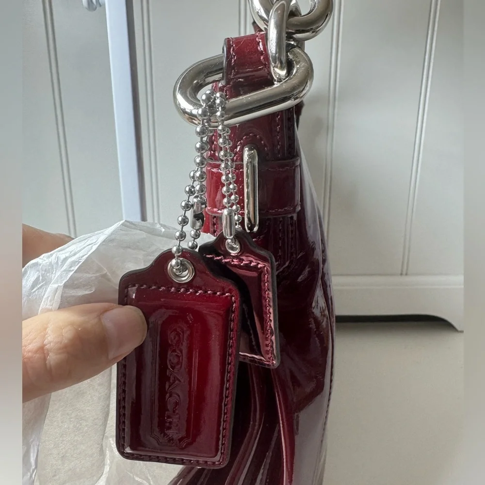 Coach Women’s Chelsea Red Patent Leather Hobo Handbag Purse